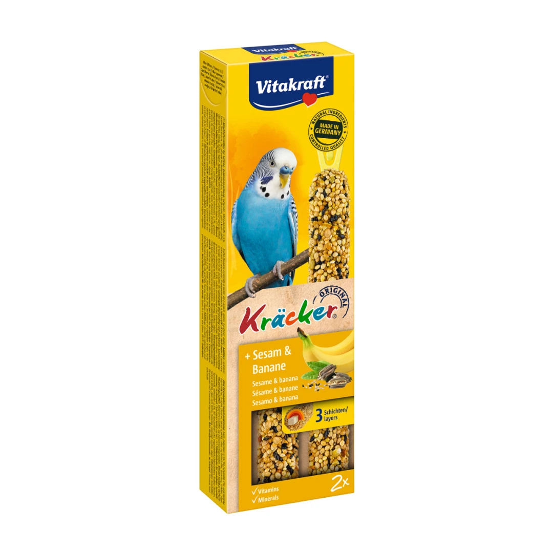Vitakraft Kräcker Original Parkiet - Sesam En Banaan 2 St 1 Vitakraft Kräcker Original Parkiet - Sesam En Banaan 2 St